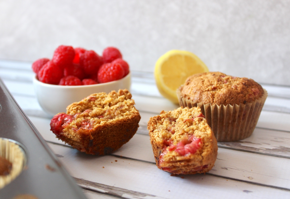 Paleo Lemon-Raspberry Muffins