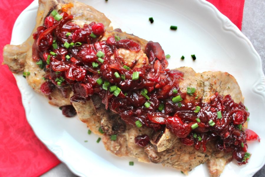 Seared Pork Chops with Cranberry Compote (AIP, Paleo)