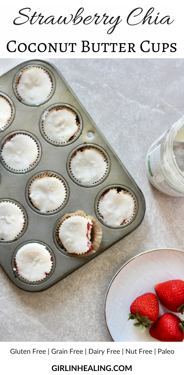 Strawberry Chia Coconut Butter Cups (dairy free, paleo)